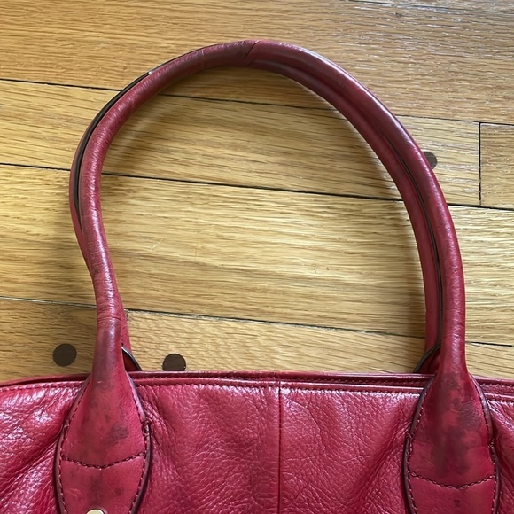 B Makowsky Red Leather Oversized Tote Shoulder Bag Handbag AS IS - Picture 6 of 9